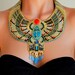 Egyptian Scarab Necklace -  CUSTOM Made to ORDER - Bead Embroidered Necklace, Statement Necklace, Collar Necklace