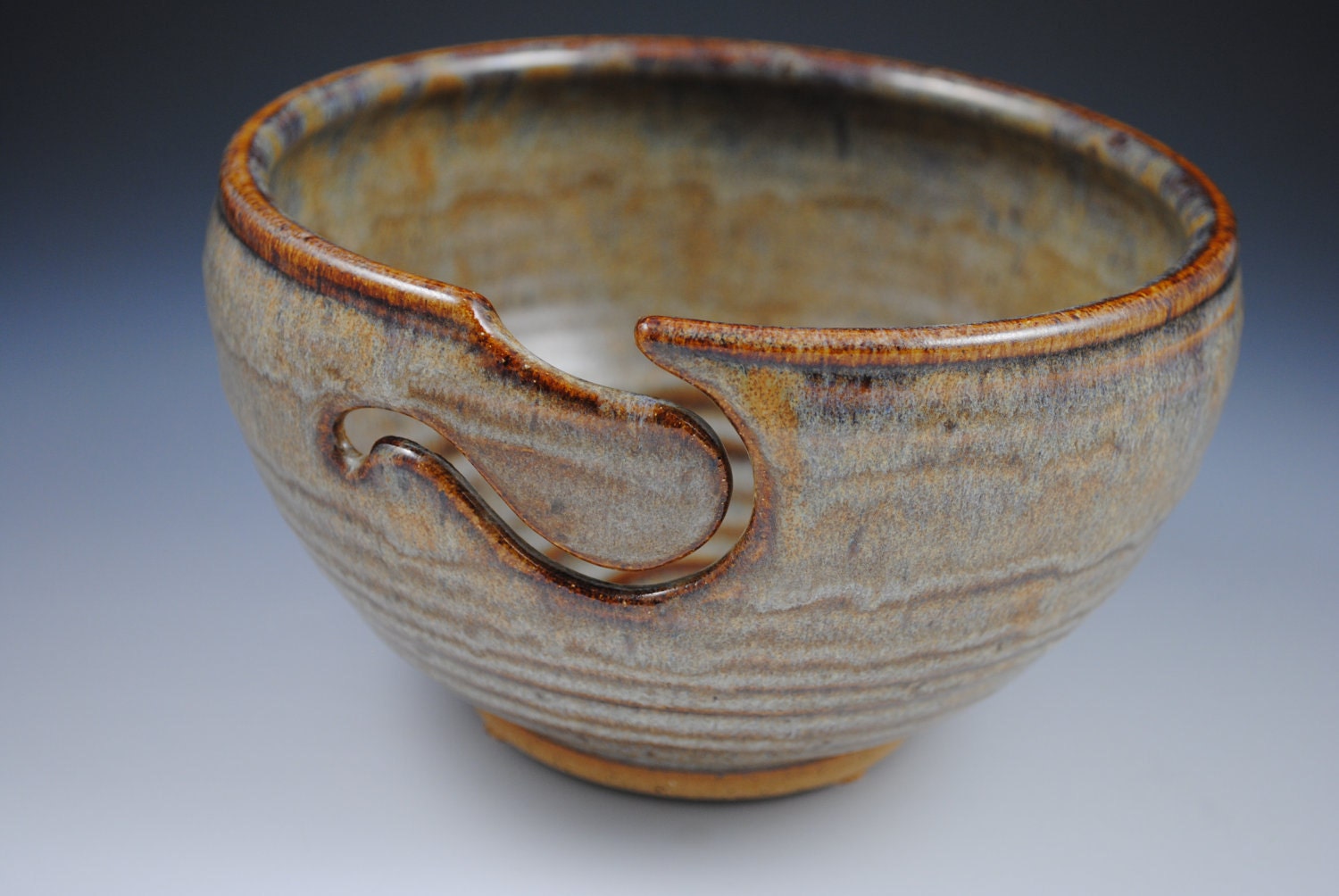 In Stock, READY TO SHIP- Yarn Bowl, Knitting Bowl - Handmade Pottery in our Earthy Brown Glaze