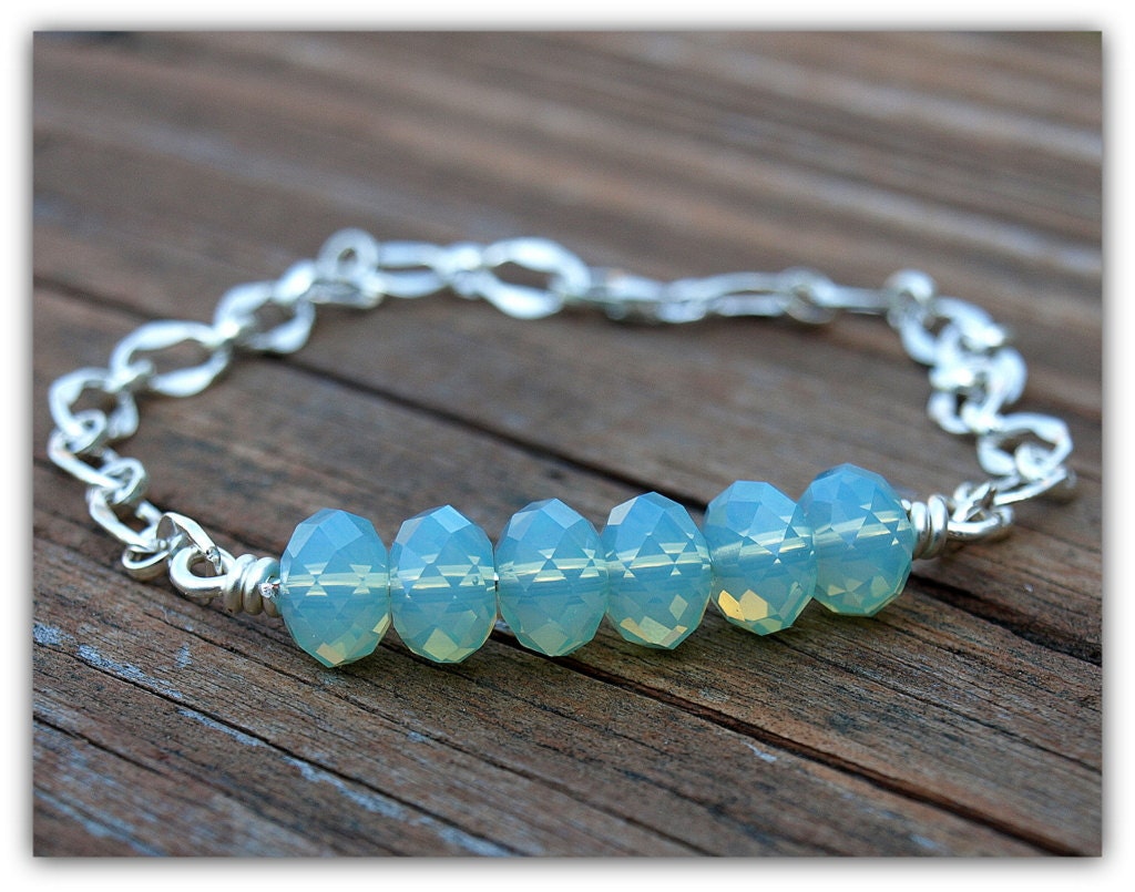 Sterling Silver Bracelet with Swarovski Crystal Rondelles in Air Opal