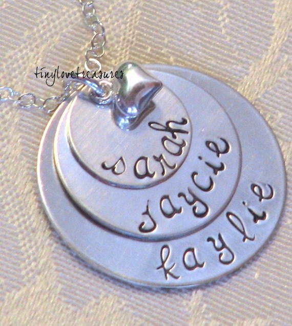 Triple Stack Hand Stamped Sterling Silver necklace