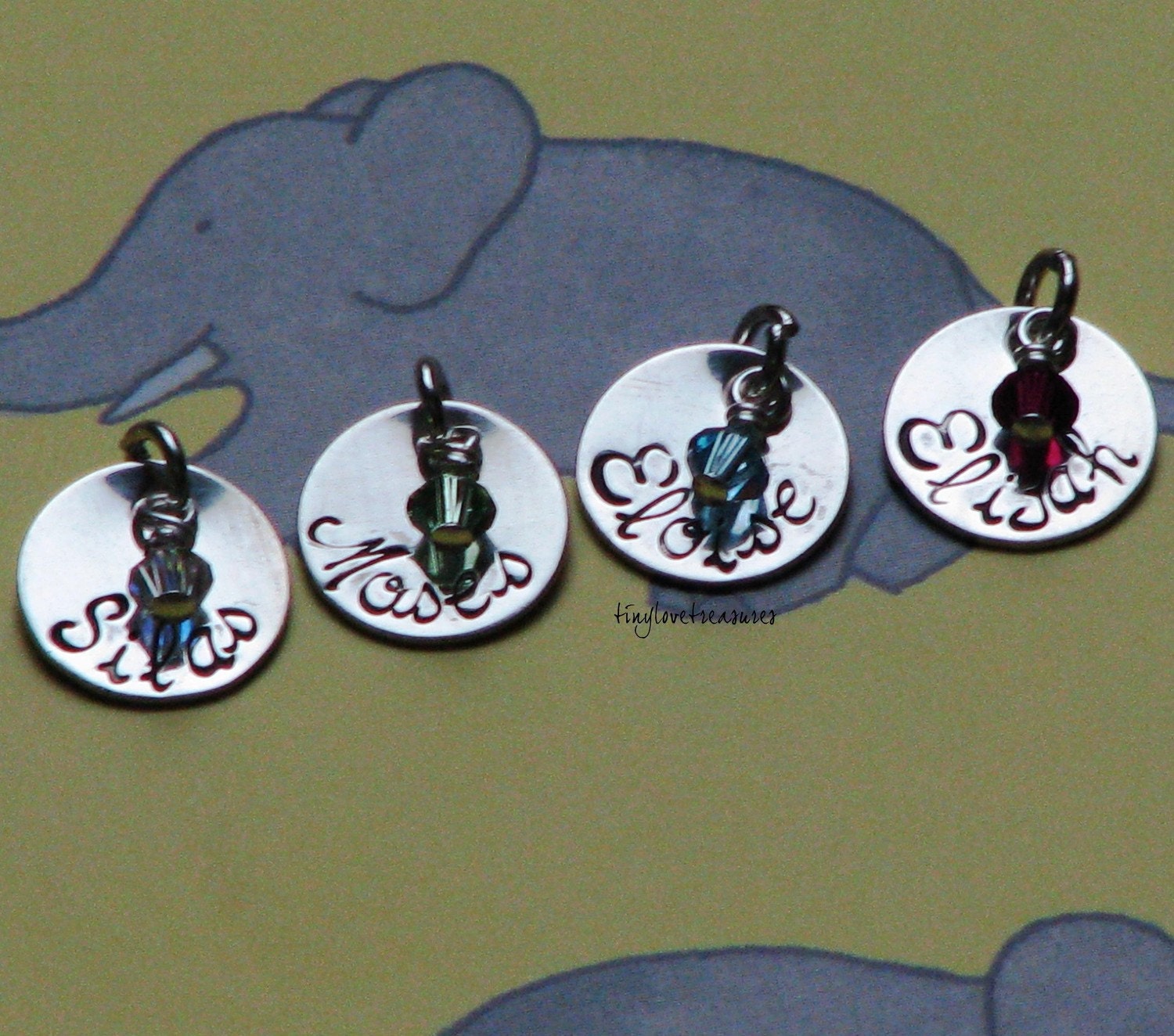Tiny Sterling Silver Pendant charm with tiny Swarovski birthstone bead