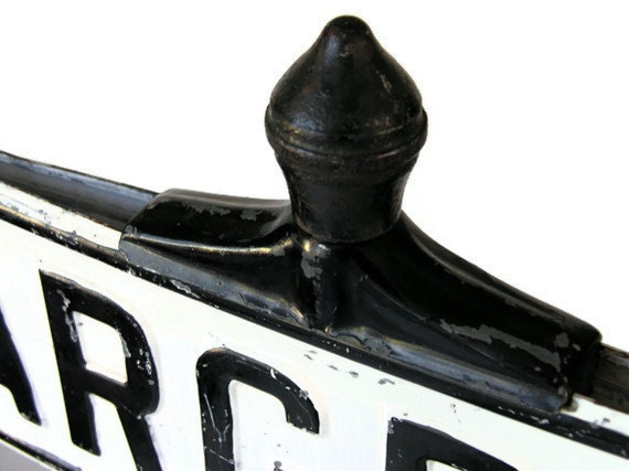 Antique Street Sign: The Corner of Hargrave and 6th Street, in Black and White
