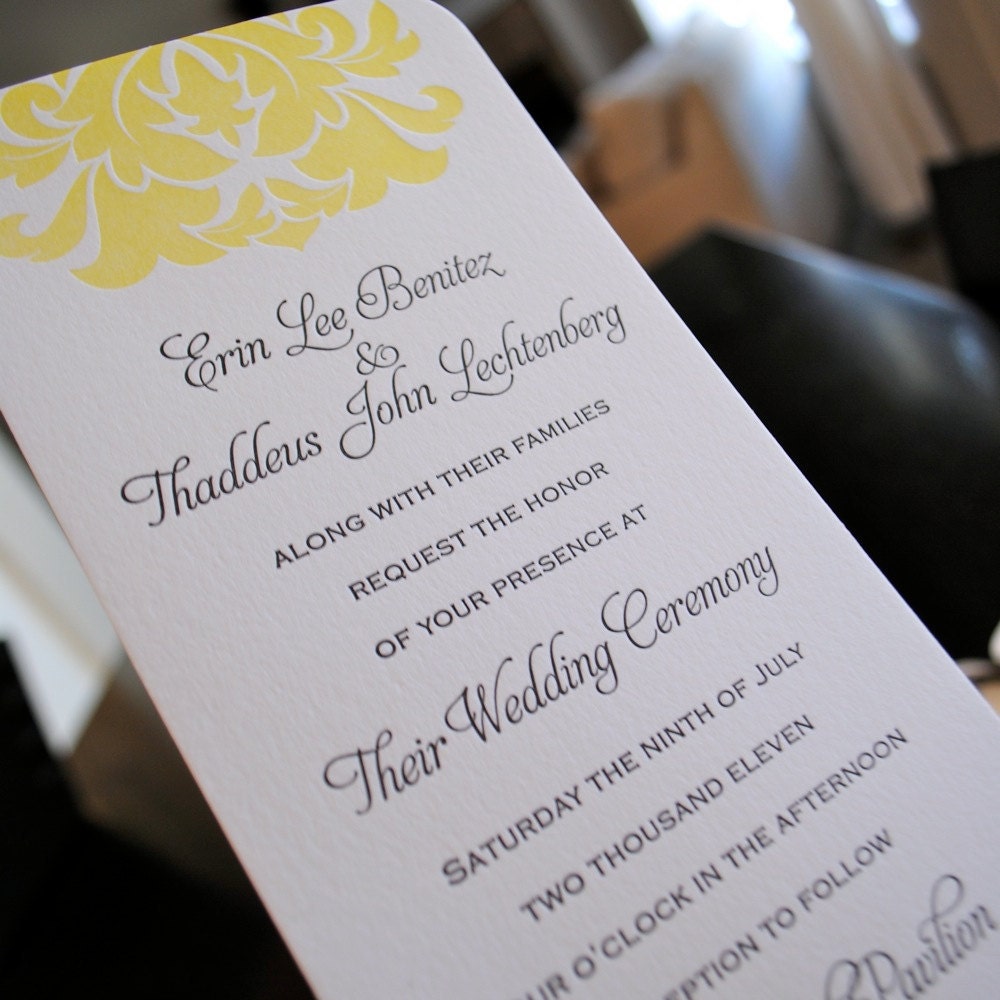 Letterpress Wedding Invitation Suite - Brocade