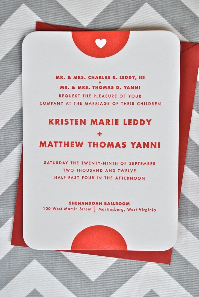 Letterpress Wedding Invitation Suite - Heart Stopper