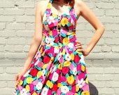 Tiptoe through the tulips halter dress VTG
