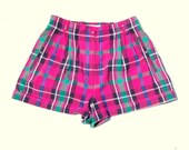 Pink plaid high waist cuffed golf shorts 1990s VTG