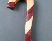 Candy Cane Christmas tree ornament peppermint Handmade Wood Carved Holiday Decoration x-mas ornament hot cocoa  NOEL intarsia