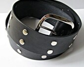 Black Leather Silver Rivet Belt