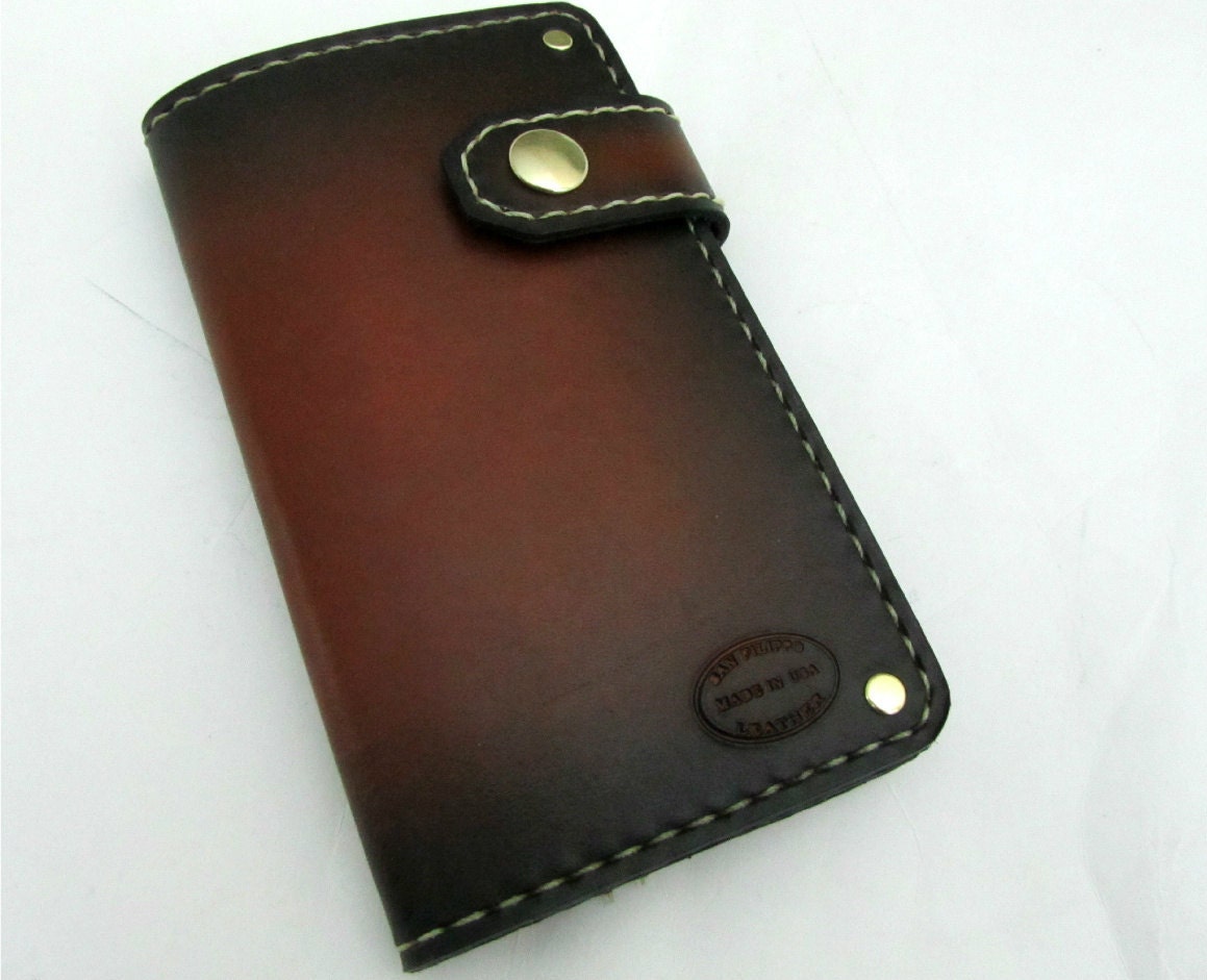 Sunburst Leather Snap Biker Wallet Hand Dyed