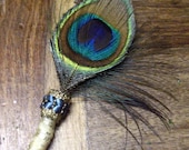 SET of 10 Custom Gilded Peacock Boutonnieres