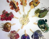 Natural Boutonniere You Pick Style and Color -set of 9 Rustic, Woodland, Ecofriendy