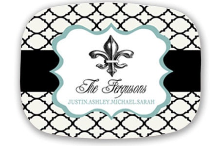 Personalized Fleur De Lis Vintage Melamine Tray