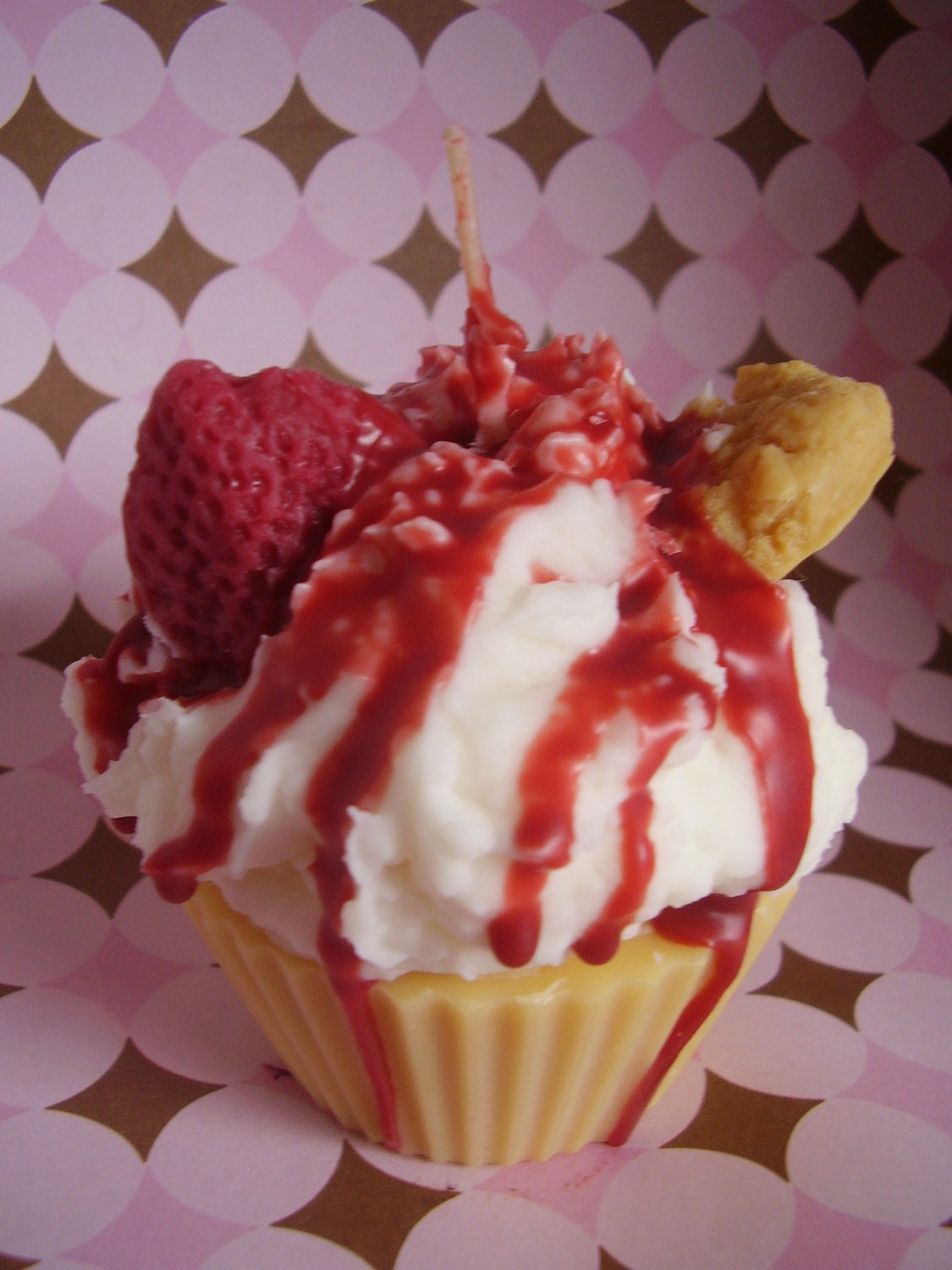 Strawberry Shortcake Cupcake Candle