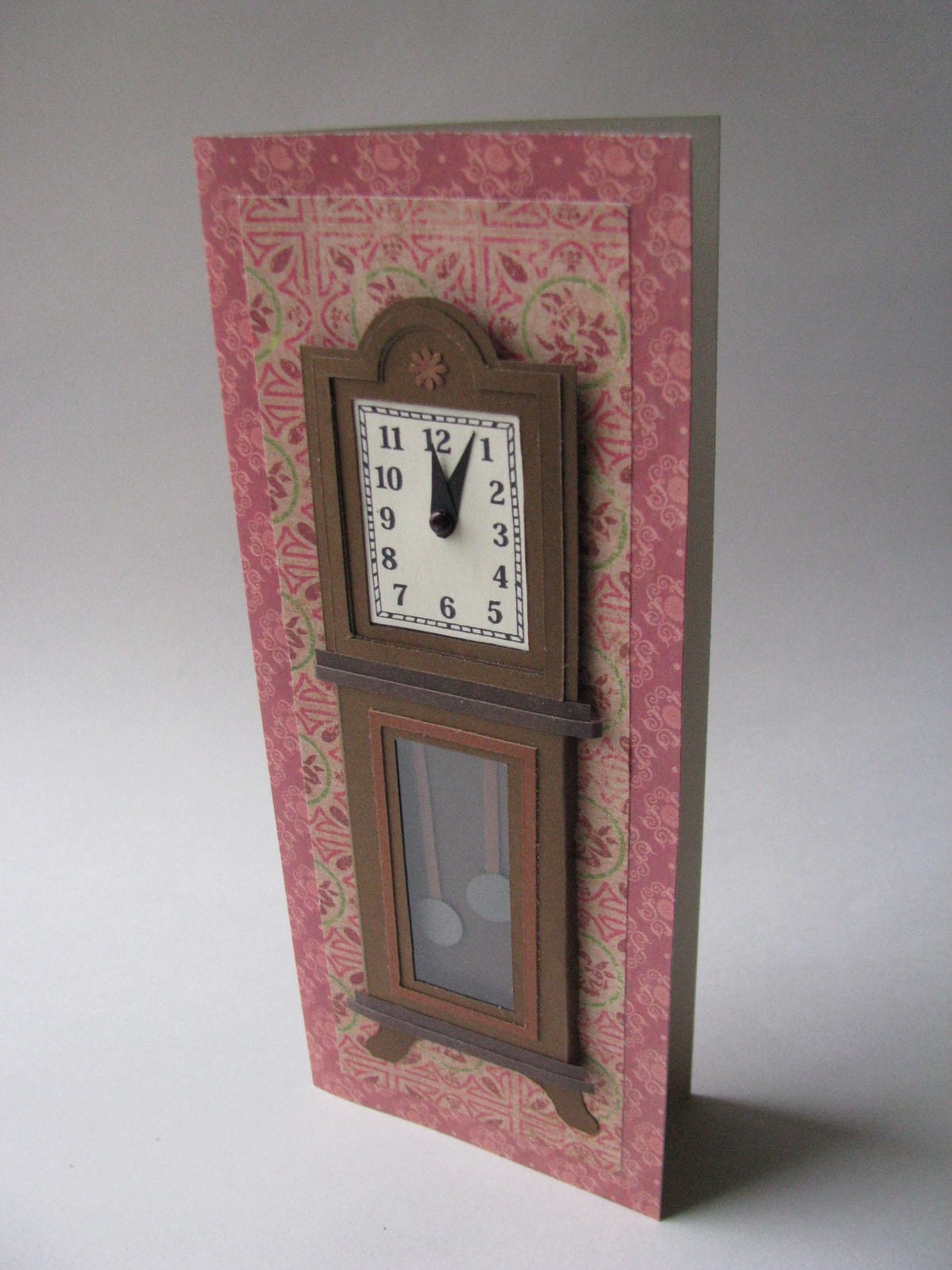 Grandfather Clock Card - Pink