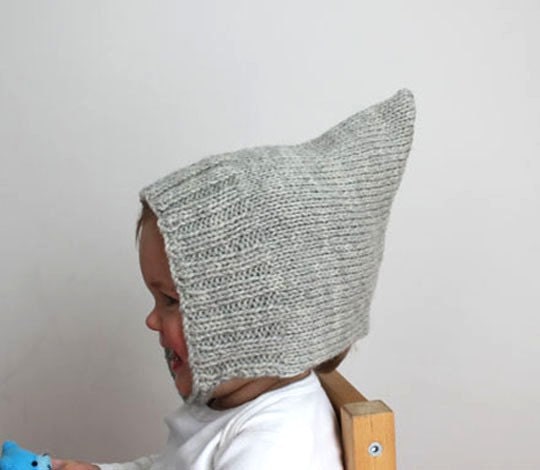 Simple Ribbed Pixie Bonnet - Heather Gray - Modern Baby or Toddler Winter Hat with Classic Vintage Style