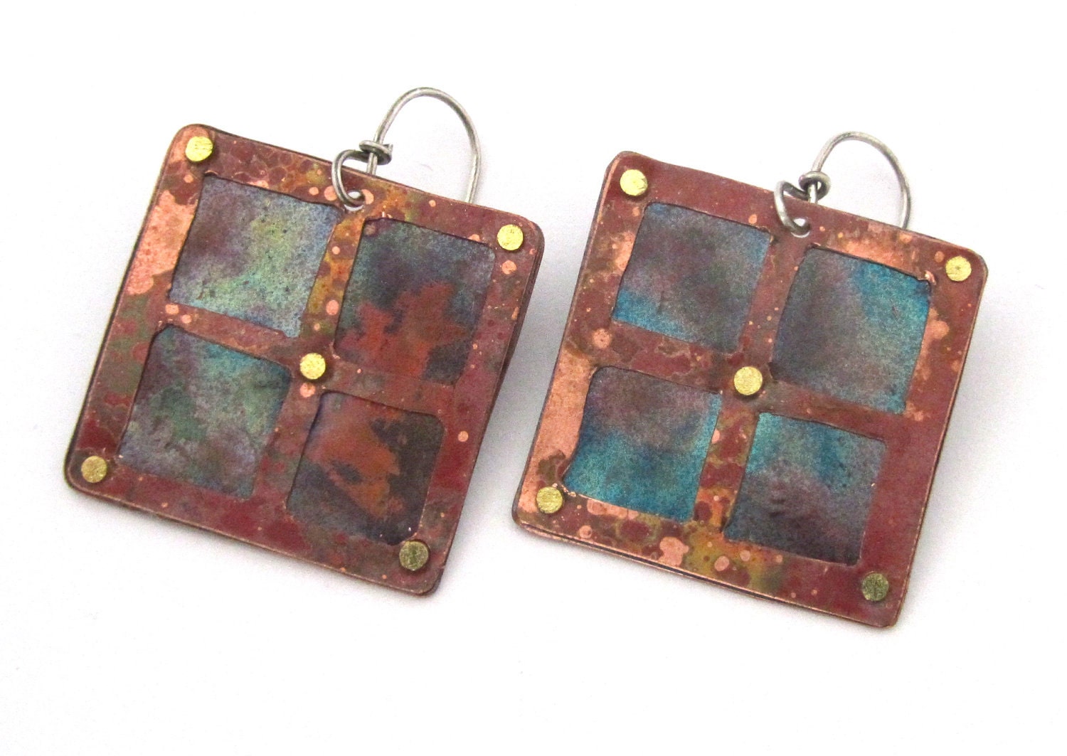 Copper Windows Earrings - Handmade Metalwork
