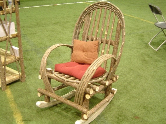 Maine Made Rustic Cedar  Bentwood Twig Rocking Chair