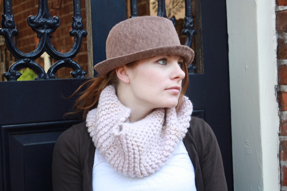 Light Purple and Gold Flecked Cozy Twist Cowl