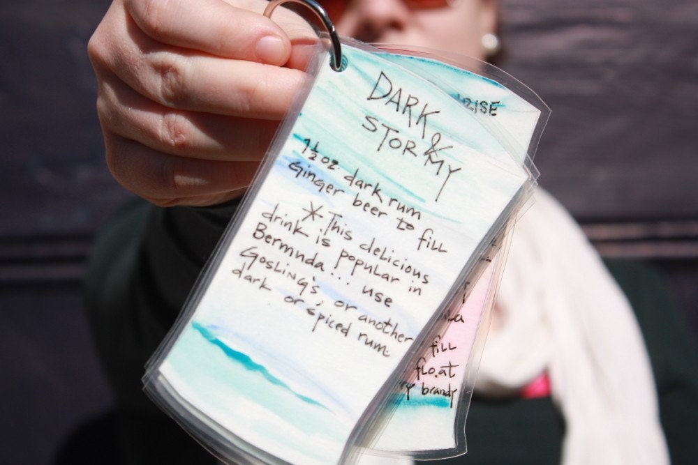 Highball Drink Recipe Cards in Watercolor