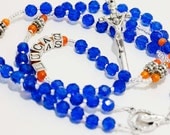 Personalized Rosary for Baptism in blue & orange