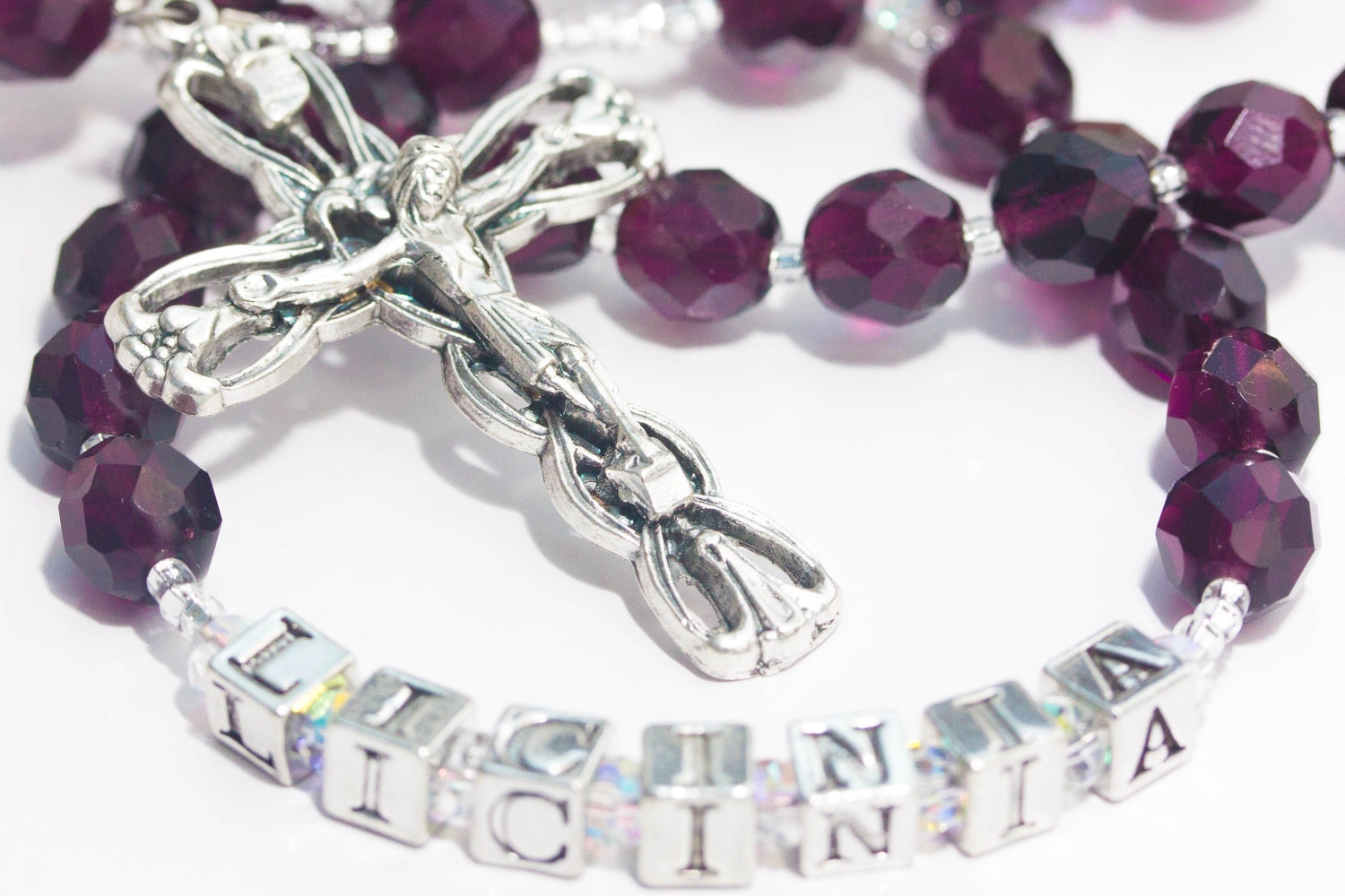 Birthstone Rosary Personalized - February Purple