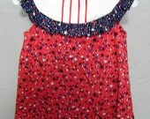 Girl's dress sundress in red white and blue star print  2T
