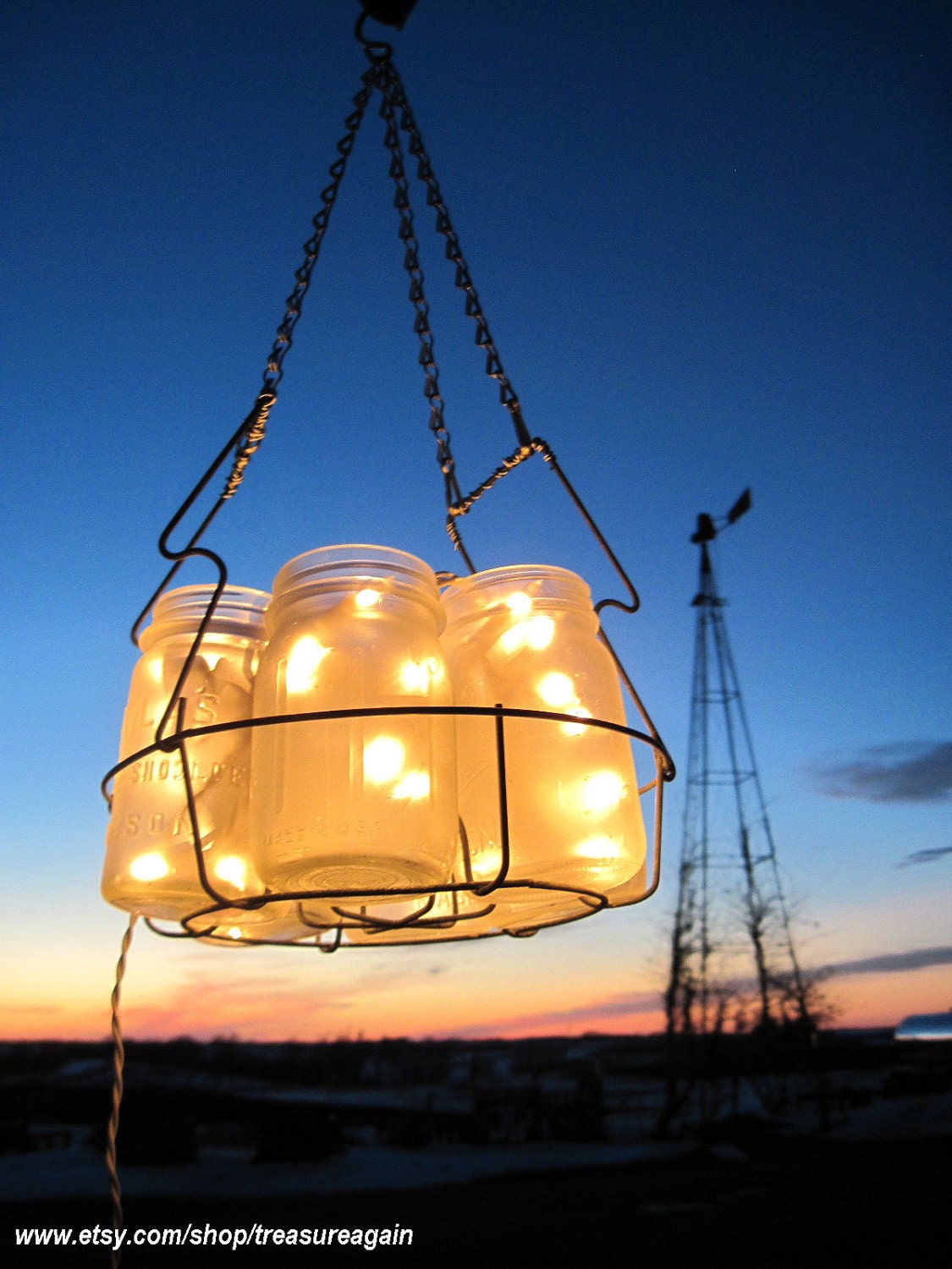 Frosted Mason Jar Chandelier Lighting 6 Antique Ball Pint Jars Vintage Canning Basket, Enamel Canner, Weddings, Home Decor, Original Design