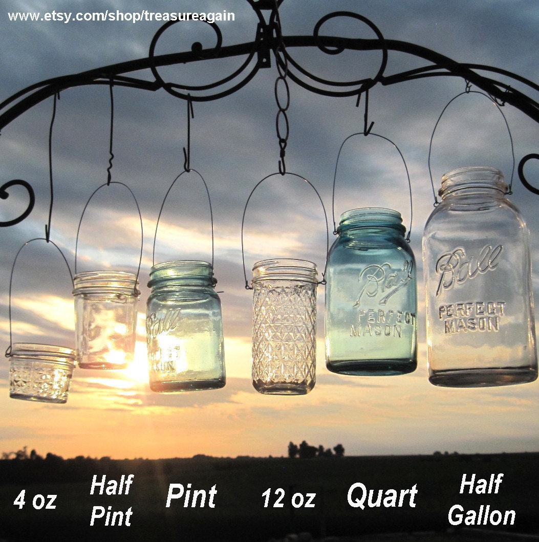 DIY Wedding Mason Jars Lanterns Hangers 6 DIY Outdoor Party Hanging Candle Kits, Luminaries by TreasureAgain, Handmade Hangers Only-No Jars