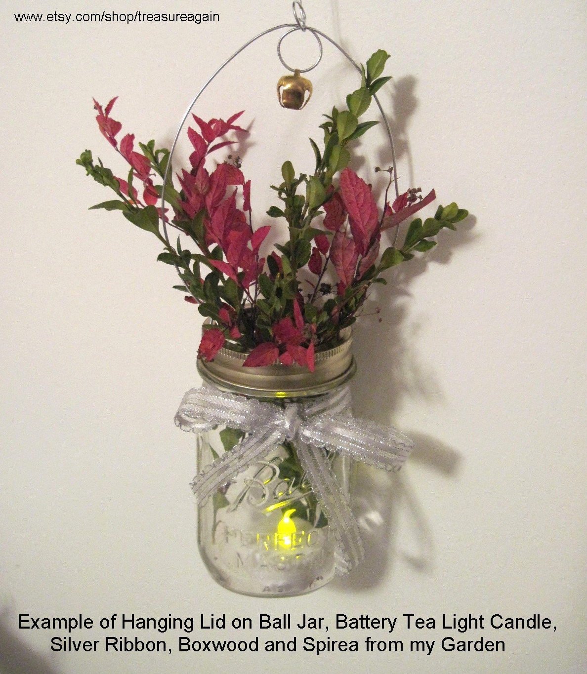 Candle Jar Gifts 8 DIY Hostess or Favor Gifts, Silver Gold Mason Jar Party Lanterns with Bell Decor, Hanging Lids Only,No Jars