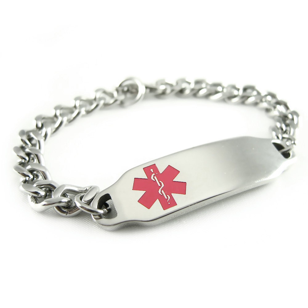 Steel, Ladies Medical ID Bracelet, Pink, Custom ENGRAVED FREE - i2C-BS1