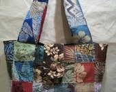 Large Quilted Patchwork Tote, Hawaiian Print,
