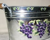 Ice Bucket Tub Purple Grapes Hand Painted Galvanized Metal