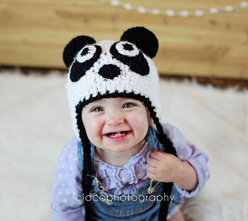 Instant Download Crochet Pattern - Panda Bear Hat