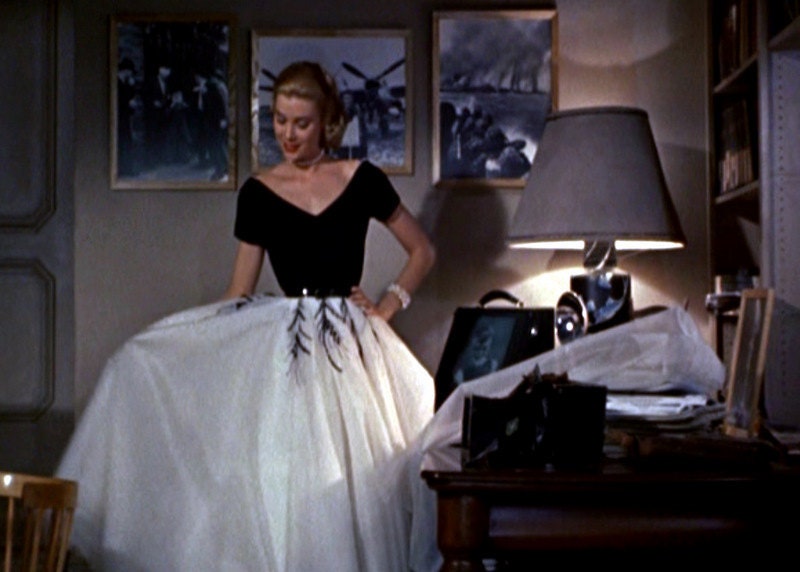 1950s Style Black/Wht Grace Kelly Rear Window Inspired Full Skirt Evening Wedding Dress CUSTOM