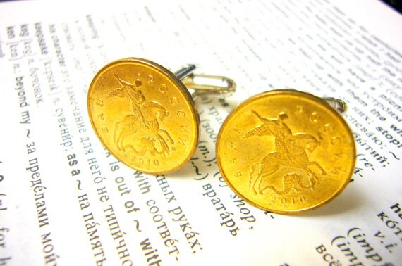Mens Cufflinks Coin cuff links, Russian rubles coin cufflinks men fashion mens jewelry