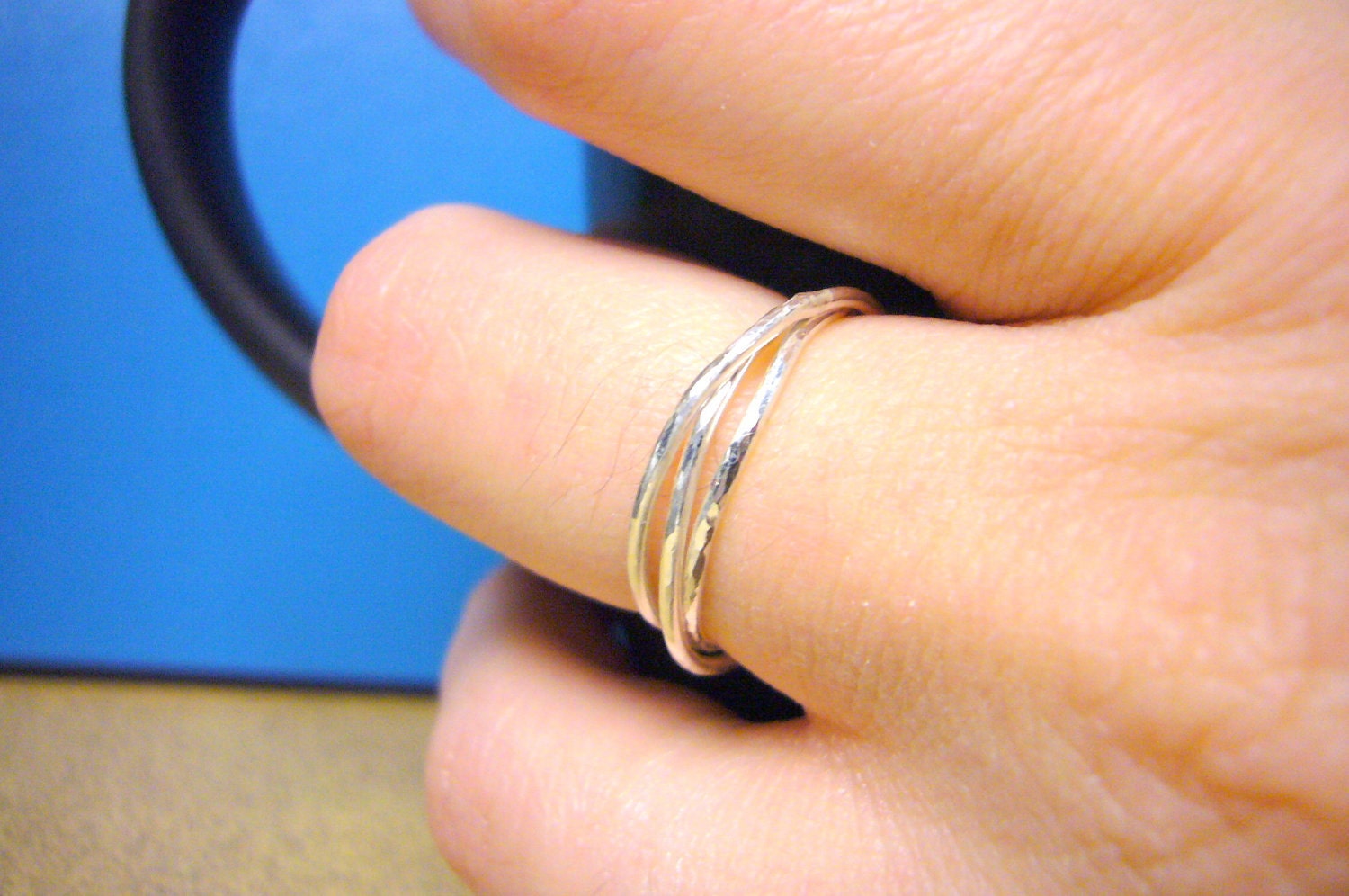 Sterling silver ring sterling silver rolling ring interlocking rings sterling silver ring set
