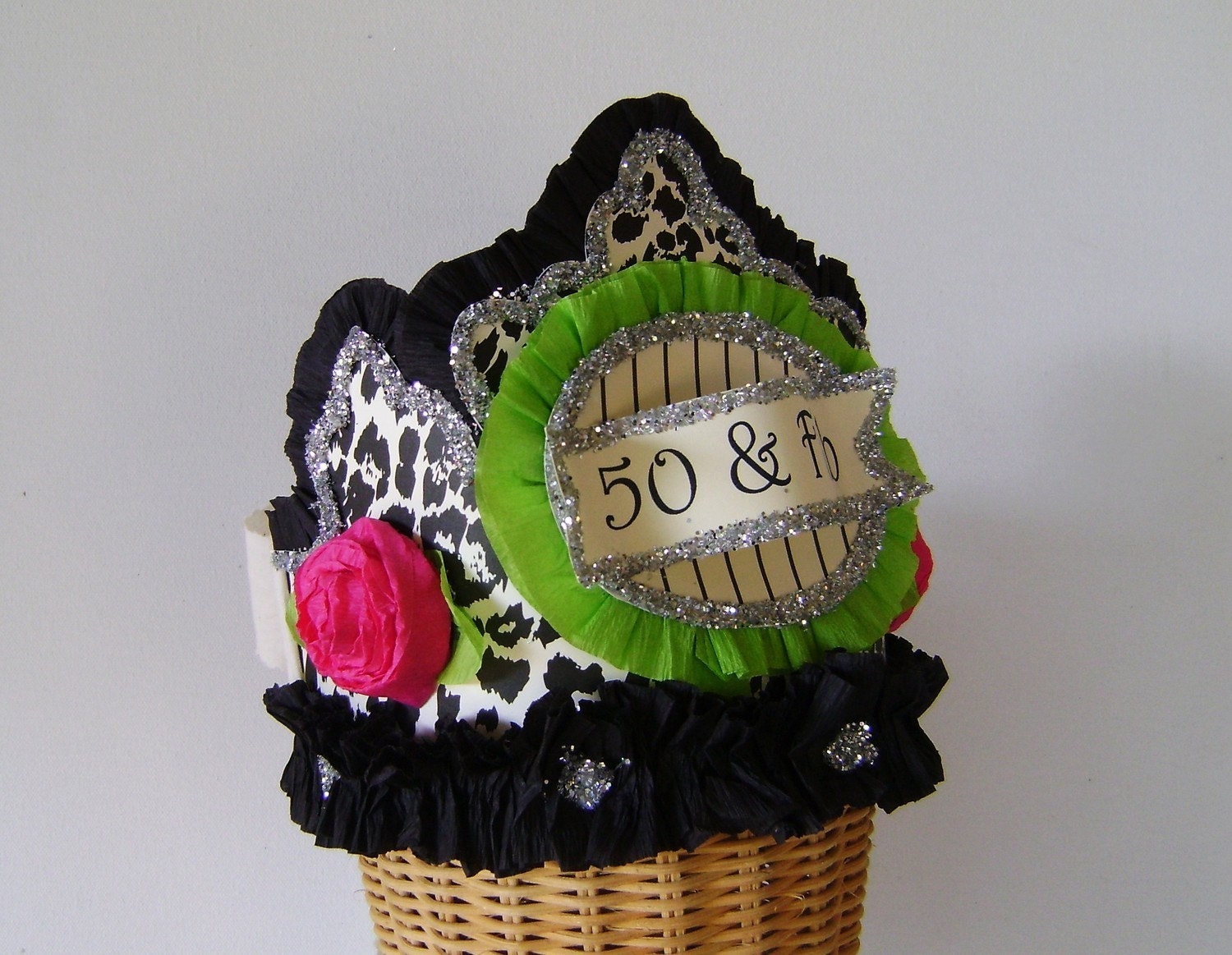 50th Birthday Party Crown/Hat- Adult Birthday - 50 and FAB or customize