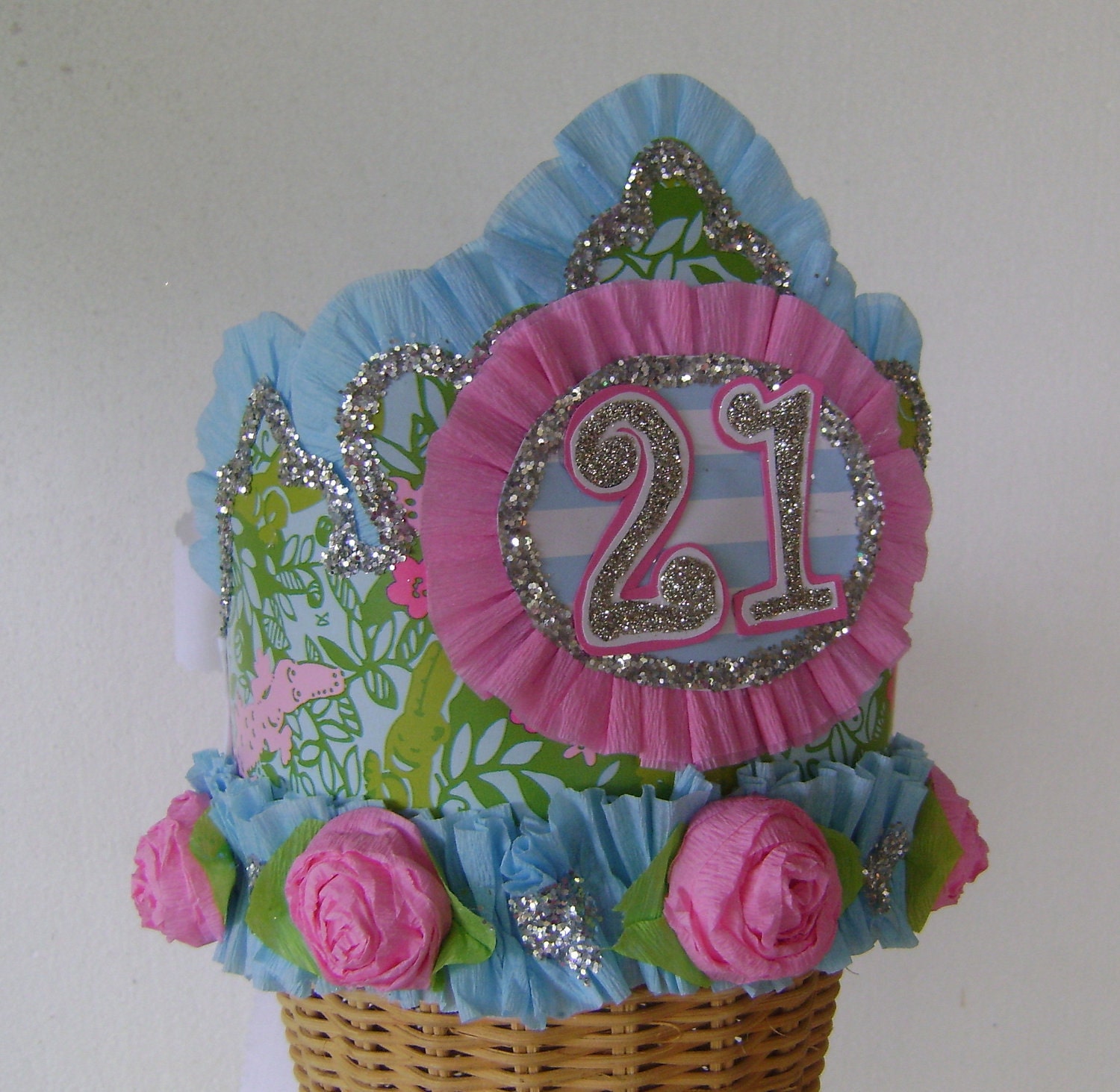 Lilly Pulitzer LATER GATOR 21st  Birthday Hat / Crown- customize with any number or saying