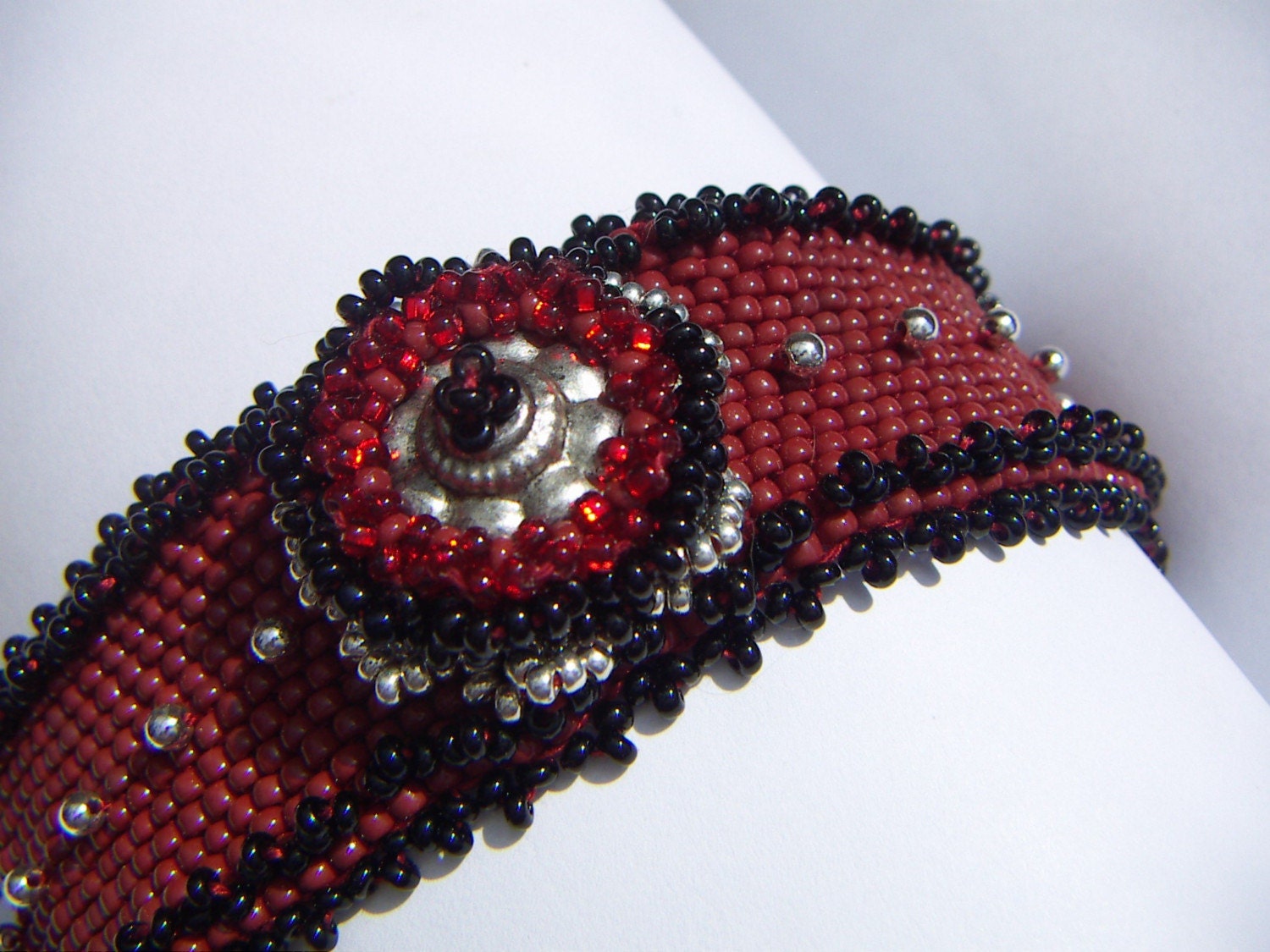Beaded Bracelet with an Indian Silver Bead