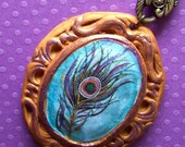Golden Peacock Feather Necklace