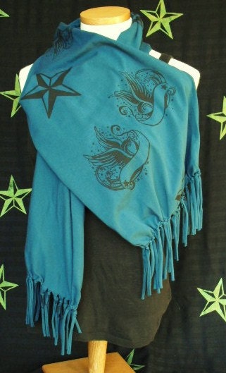 Stars and Sparrows Jersey Knit Screenprinted scarf