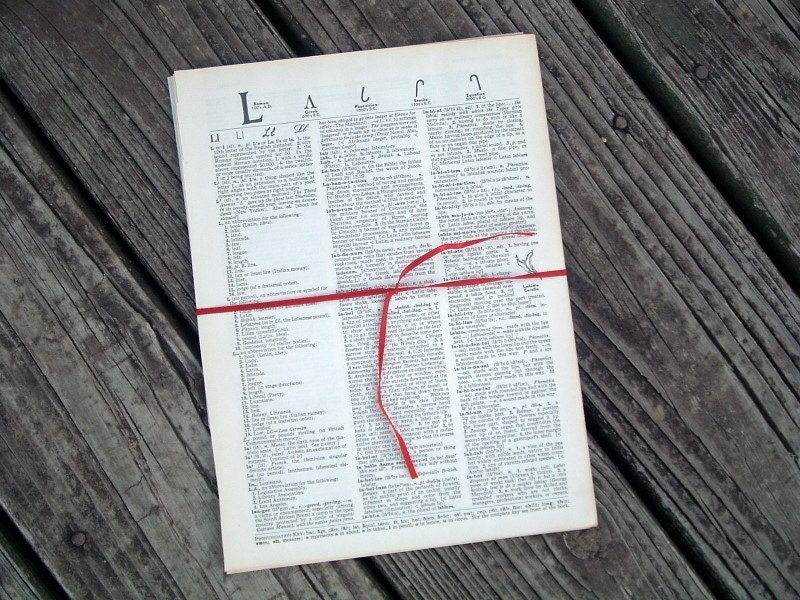 Vintage Dictionary Pages 25 pages