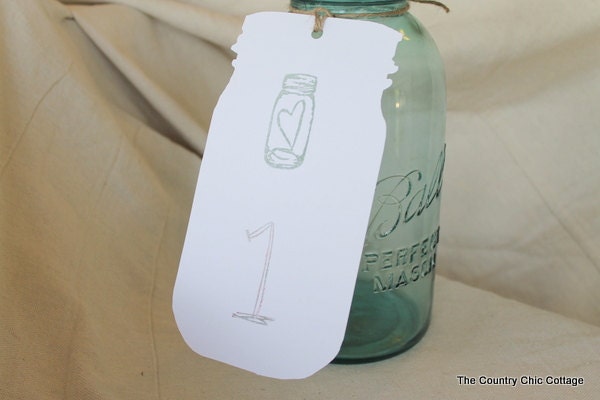 Table Numbers Wedding Reception Extra Large Mason Jar Tags (set of 2)
