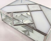 Shades of White Square Bevel Stained Glass Box