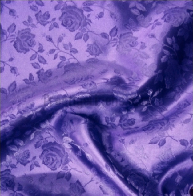 Purple Brocade Satin Fabric- By the Yard