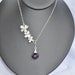 Dark Royal Purple Chalcedony Heart Briolette Drop Flower Lariat Neckalce,Sterling Silver Lariat Necklace, Bridesmaids jewelry