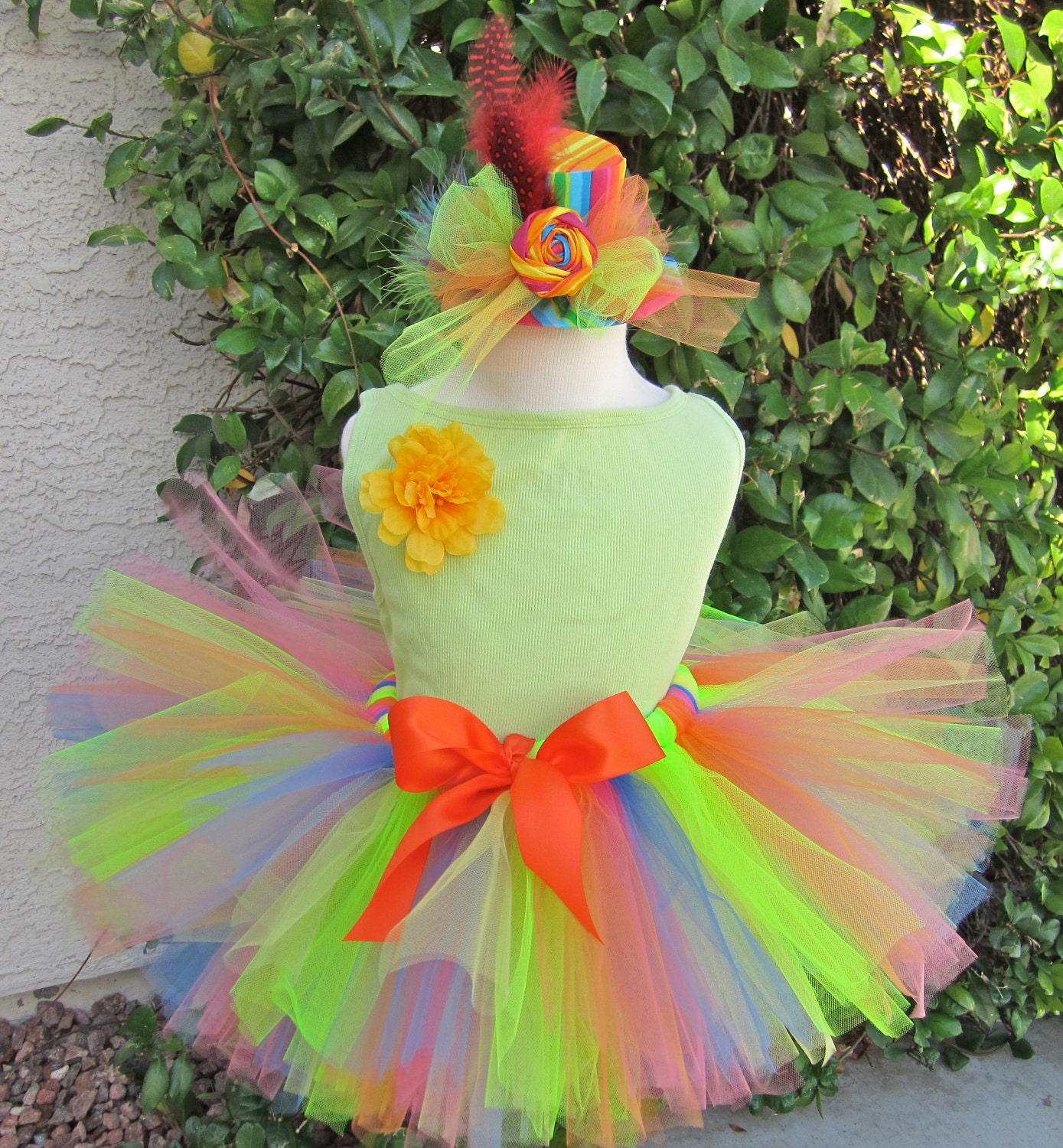 Circus Tutu and Tophat- Clown Tutu, Mad Hatter, Rainbow tutu-  Perfect for birthdays and special occasions