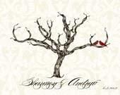 Wedding Signature Guestbook Fingerprint Tree Damask PRINTABLE POSTER FILE small Medium Large Choose your custom font color scheme
