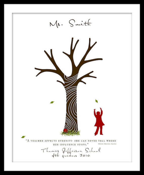 Teachers Appreciation Gift Signature Fingerprint Tree Gift 11 x 14 PRINTABLE PDF FILE