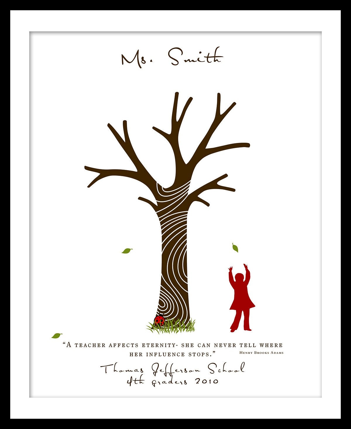 Teachers Appreciation Gift Signature Fingerprint Tree Gift 11 x 14 PRINTABLE PDF FILE